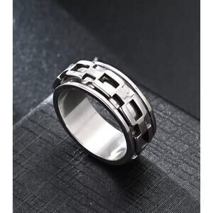 Ring Size 8  Unisex Spin  Rotate  Stainless Steel Rings Jewelry silver color